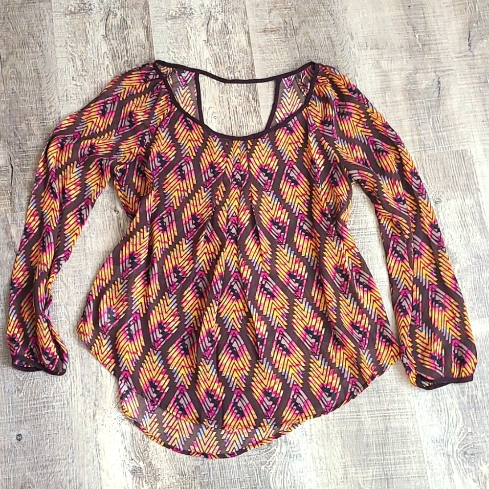 Blu Pepper fall autumn long sleeve blouse sz medium